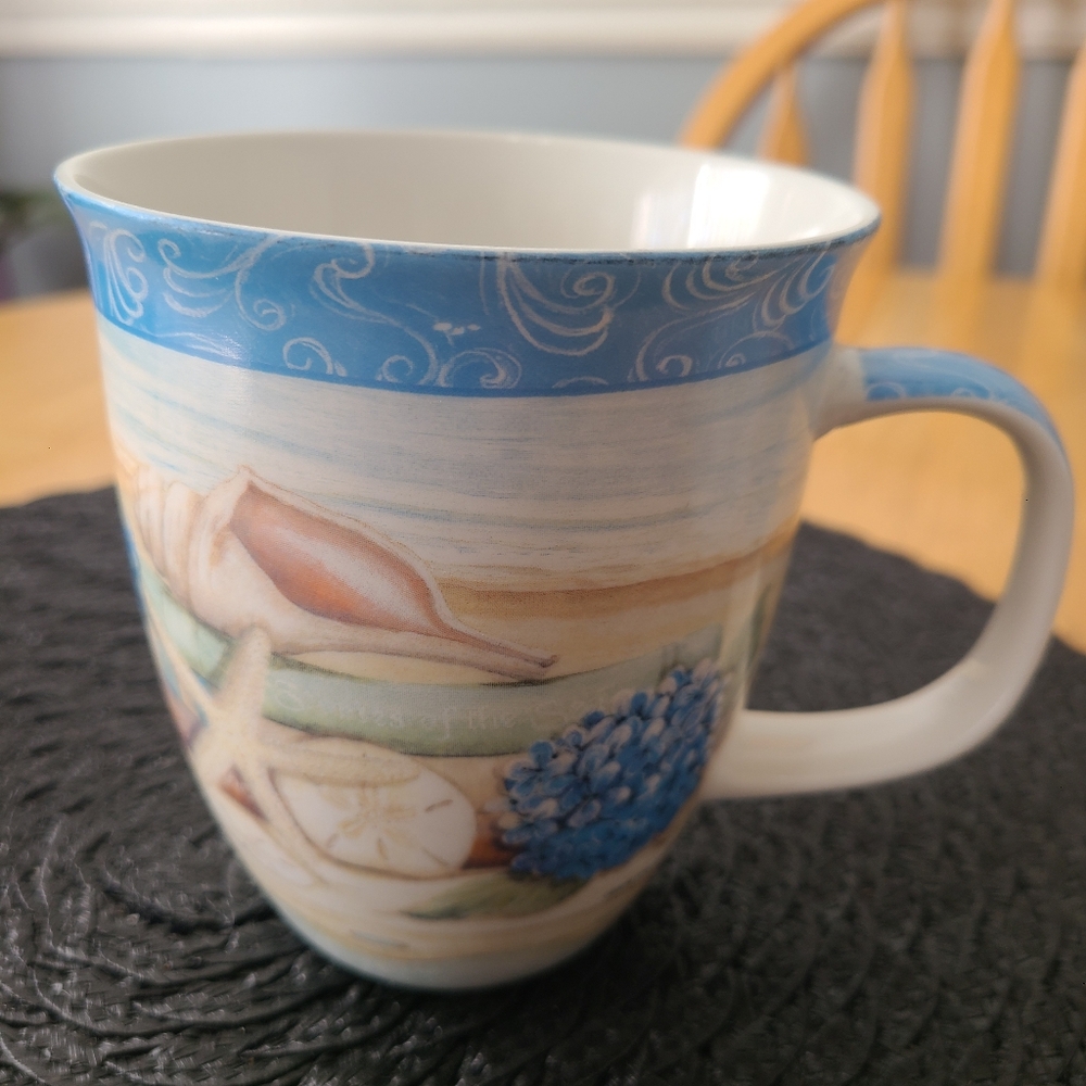 Cape Shore Ceramic 15 ounces Coastal Blue and Cream Coffee/Tea Mug